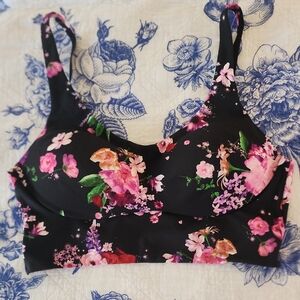 Victoria's Secret Black and Pink Floral Bra